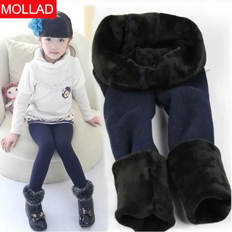 

mollad 2019 Winter Cashmere Girls Leggings Thick Thermal Kids legging Warm fleece kids leggings