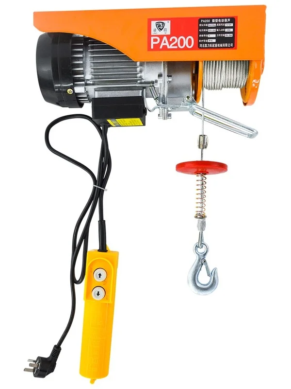 220V PA200-PA600 12-20M Mini Electric Hoist Crane Household Small Lifting Hoist 1t/0.5 Ton Decoration Winch Hoist