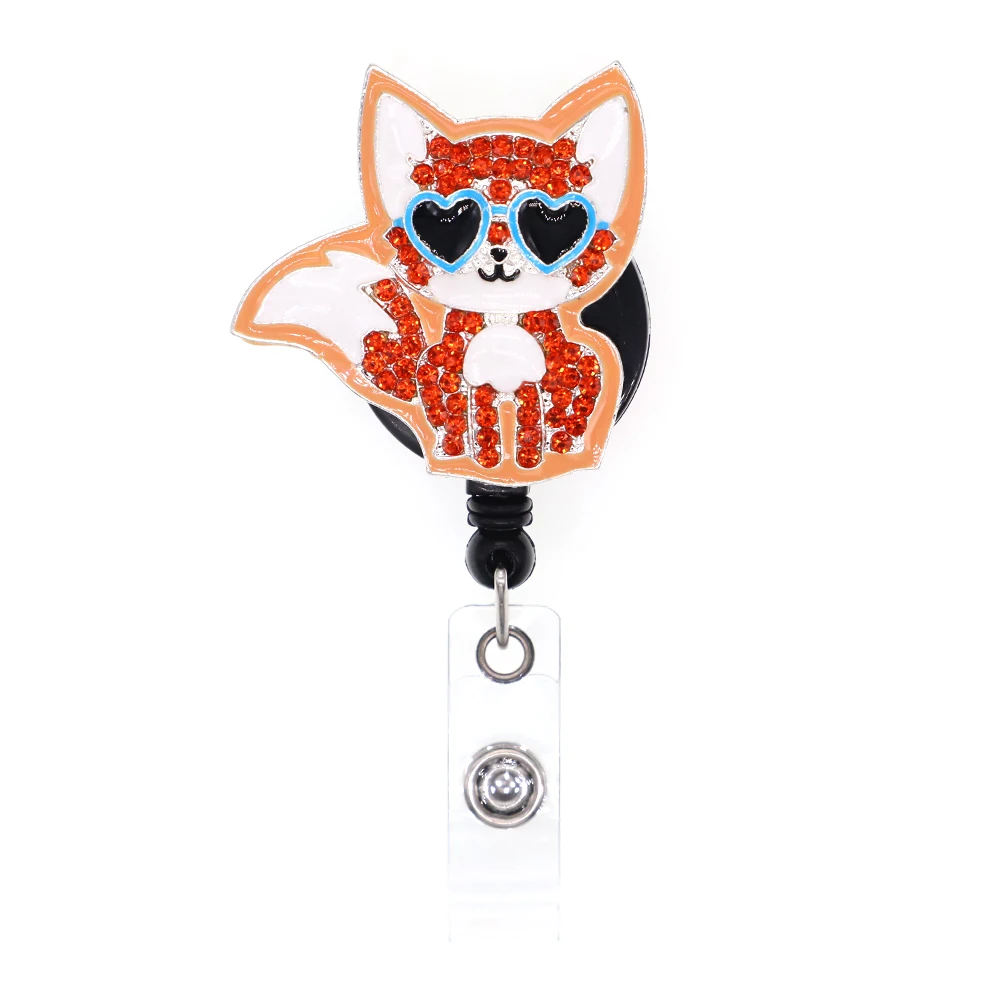 

10pcs/lot Free Shipping Cartoon Fox Animal Retractable Badge Reel Alligator Clip
