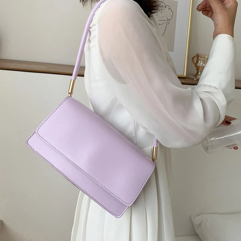 New Fashion Women Shoulder Bags Simple Solid Color Armpit Handbag Purse Clutch Messenger Bag Clutch