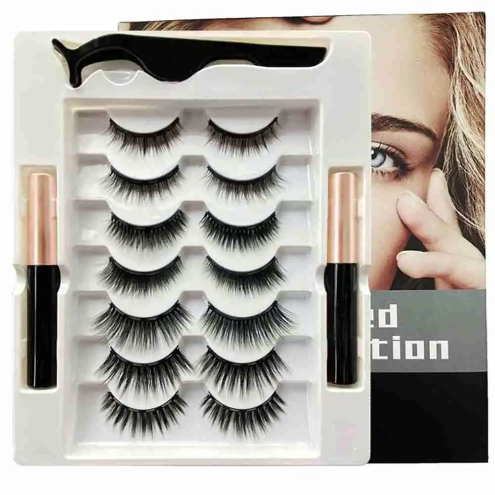 Seven Pairs Magnetic Eyelashes Set Full Strip Natural Make Cilia Thick Lashes Eye Up Volume Dramatic Synthetic Fal R0F4