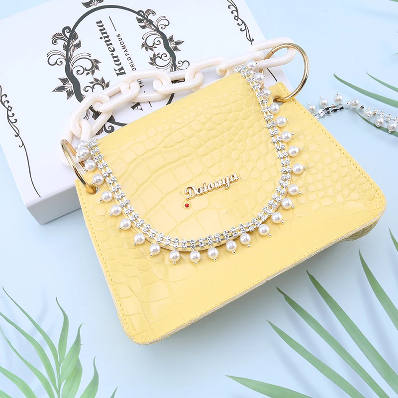 QIAO Rhinestone Pearl Chain DIY Crystal Trim Sew/Glue on Decorative Chain Ribbon For Rhinestones Garment Needlework Decorations