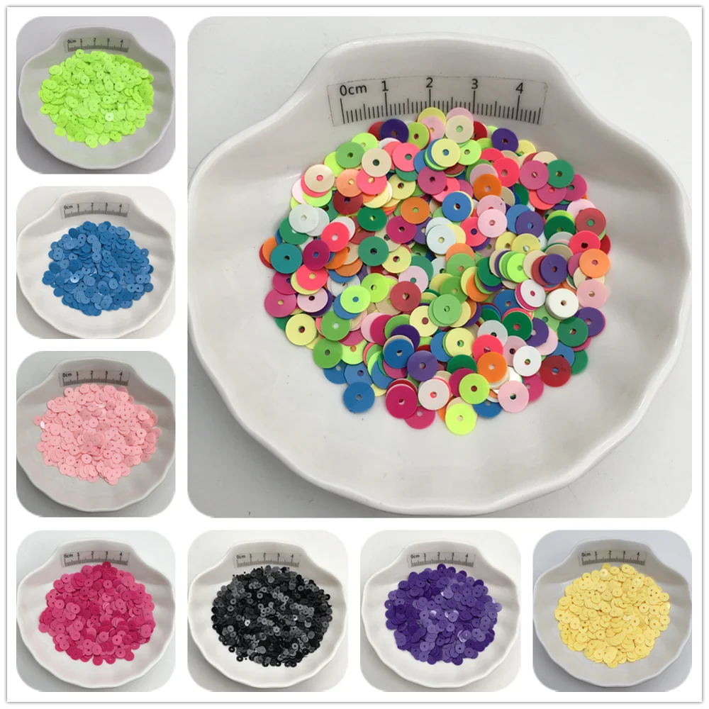 10g Solid Color 4mm 6mm Flat PVC Sequins Glitter Paillettes For Clothes,Hat,Shoes.Kids DIY.Crafts Handmade Accessory Wholesale