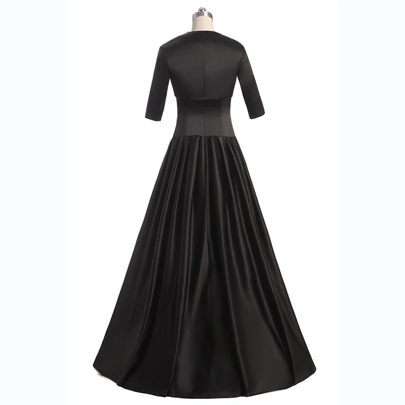 Vestido de satén negro con cuentas para fiesta de boda, prenda de longitud hasta el suelo, con chaqueta, hecho A medida