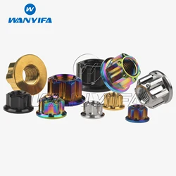 Wanyifa Titanium Nut M6 M8 M10 M12x1.25 M14x1.5 M16x1.5 Torx Flange Nut Hexagon for Bicycle Motorcycle Ti Fastener
