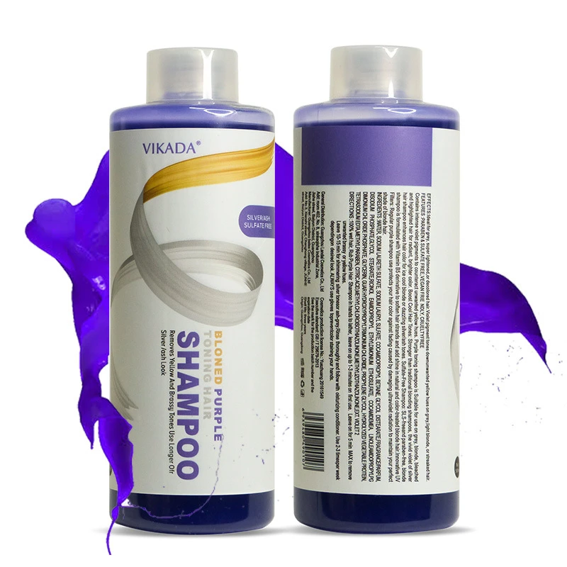 Shampoo roxo para cabelo cinza roxo shampoo cabelo cor toner eliminando brassy tom amarelo de cinza loira cinza cinza prata cabelo 500ml