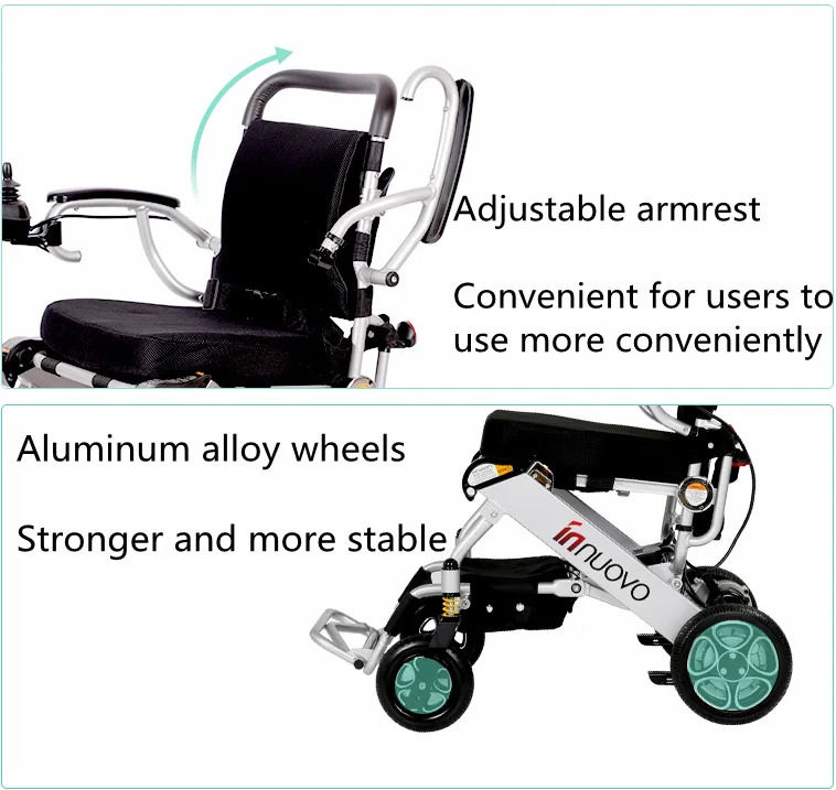 Portable Folding Electric Power Wheelchair With 10Ah Lithium Battery For Disabled, Elderly People