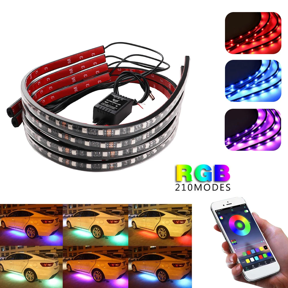 

Light Bluetooth Control Multi Color Music Car Strip Light For Car Interior Or Under Dash 4PCS Car LED Strip