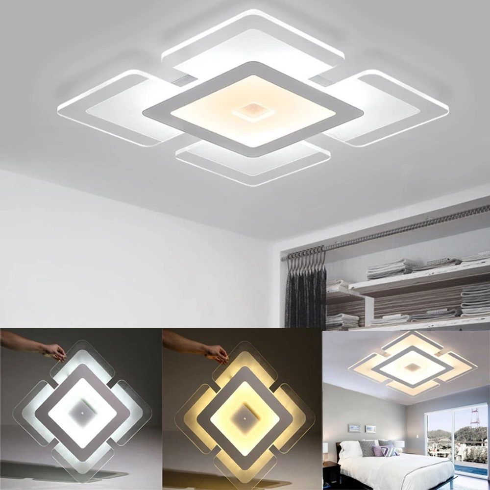 Acrylic Modern LED Ceiling Lights Square Panel Down Light Kitchen Bedroom Living Room Wall Lamp 110V-220V Cool White Warm White