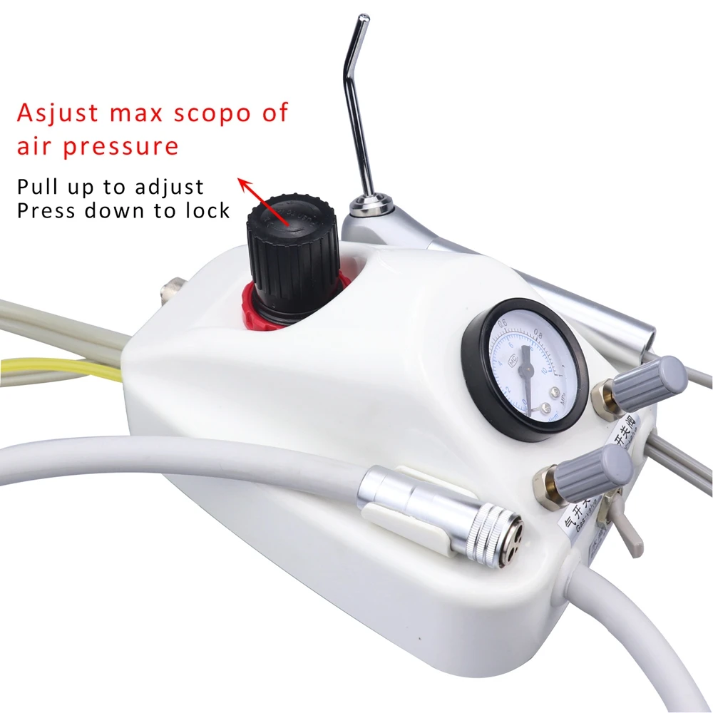 Portable Dental Turbine Unit Work With Air Compressor 3 Way Syringe 2/4 Holes Handpiece Tube Dentistry Equipment Plastic Shell