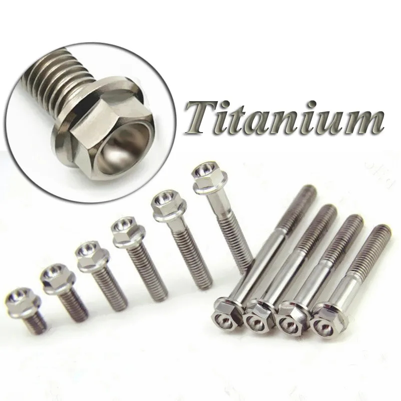 M8 Titanium Bolts M8x15 M8x20 M8x25 M8x30 M8x35 M8x40 M8x45 M8x50 M8 Motorcycle Ti Screw Outer Hexagon Flange Head Ti Fastener