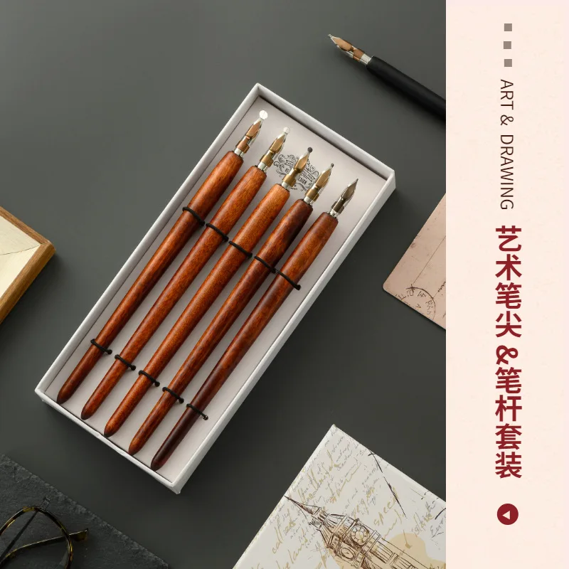 

Wooden Dip Pen Wholesale Literary Retro Thick Wooden Pen Manufacturers Art Painting Tibetan Gothic Font Pen Stationery