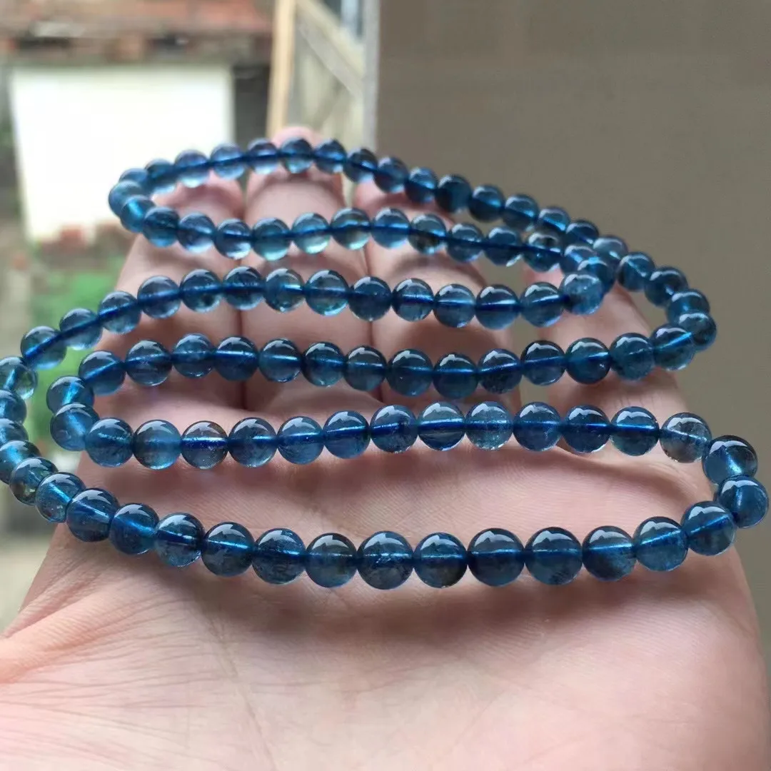 5mm Natural Ocean Blue Aquamarine Bracelet Jewelry For Women Men Healing Gift Crystal Beads Luck Gemstone Stone Strands AAAAA