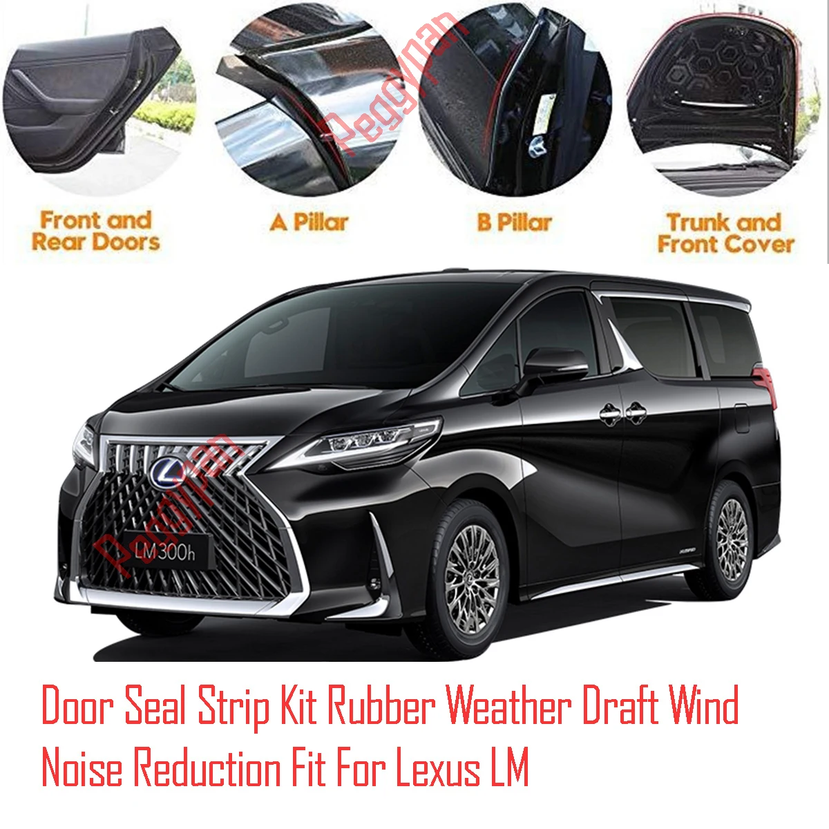 

Door Seal Strip Kit Self Adhesive Window Engine Cover Soundproof Rubber Weather Draft Wind Noise Reduction Fit For Lexus LM