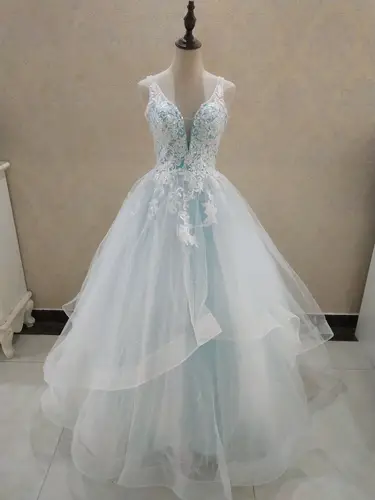 Imagen 2 del producto Vestidos de novia elegantes personalizados ZJ9204, vestidos de novia de Organza con volantes y pliegues sin mangas para mujer, hechos por el cliente Plus