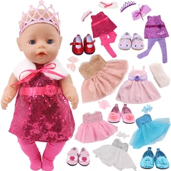 Handmade Princess Dress Baby New Born Clothes 43 cm For 18 Inch American Doll Girl Toy Baby Doll Clothes Our Generation Nenuco