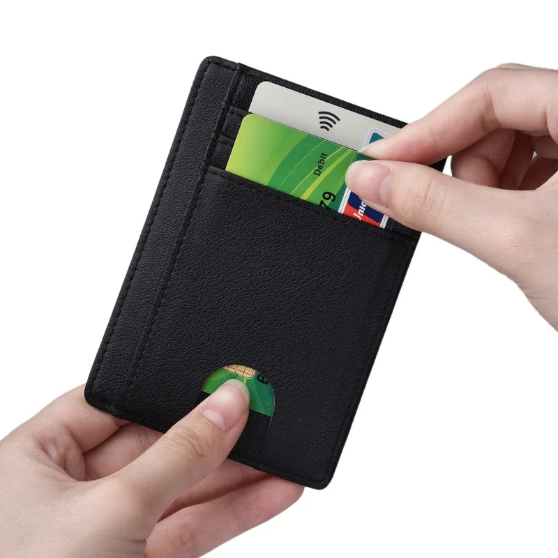 Men's Genuine Leather Card Bag Card Holder Credit Card RFID Multi-Card Small Card Clamp Custom Anti-Magnetic Card Holder