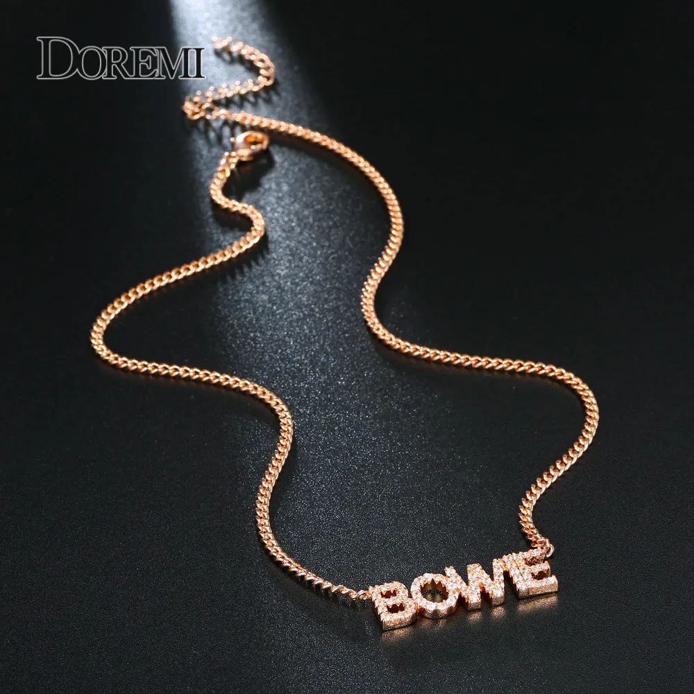 DOREMI 9mm Crystal Pendant Letters Necklace for Women Custom Jewelry Custom Name Necklaces Numbers Personalized Zirconia Pendant - Image 4
