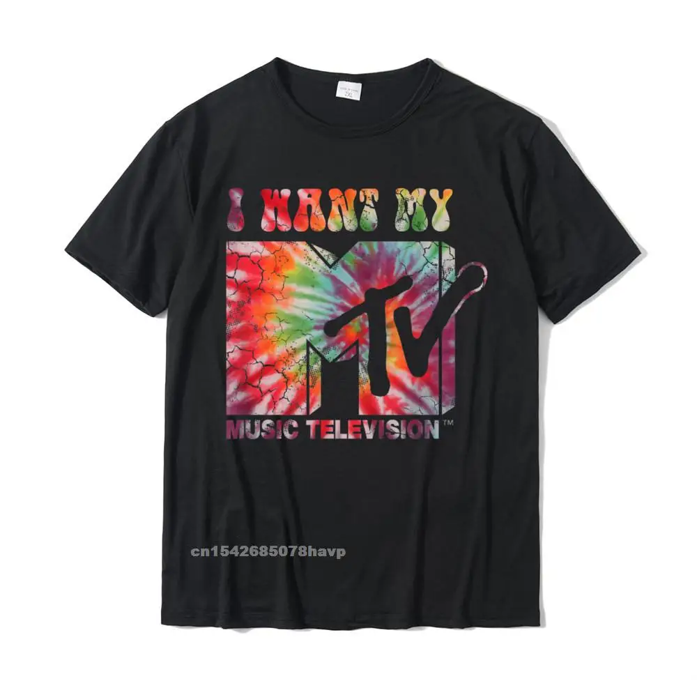 Mademark X MTV - I Want My MTV Retro Tie Dye T-Shirt Family T Shirts For Men Cotton Tops Shirts Normal Family