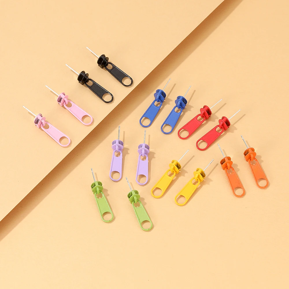 

Colorful Zipper Head Stud Earrings For Women Fashion Trend Ladies Party Prom Ear Pendant Jewelry Factory Wholesale Direct Sales