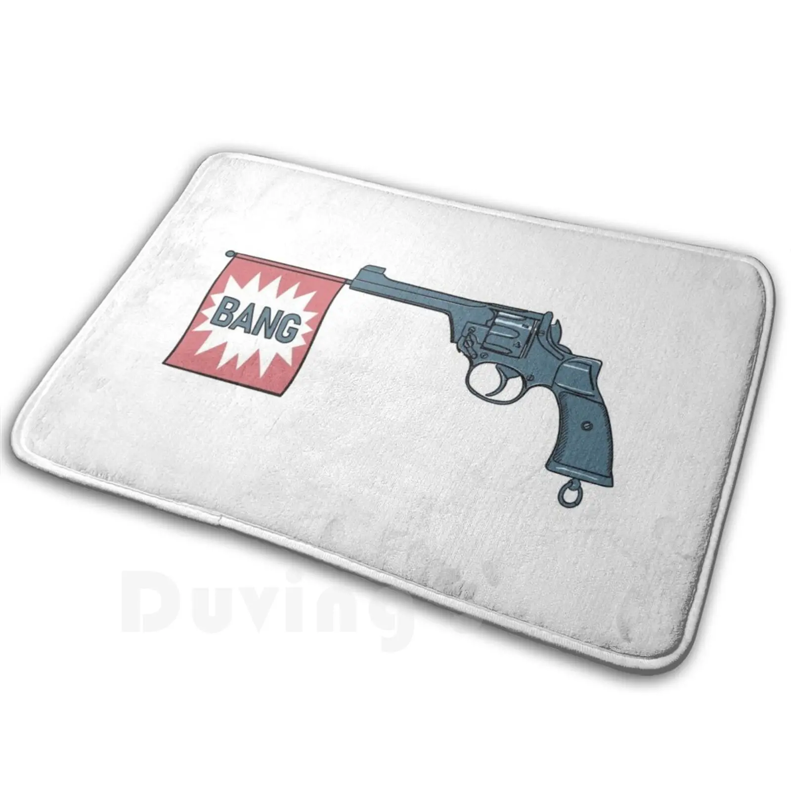 

Toy Gun Shooting Flag With Word Bang Carpet Mat Rug Cushion Soft Non-Slip Gun Weapon Toy Prank Bang Flag