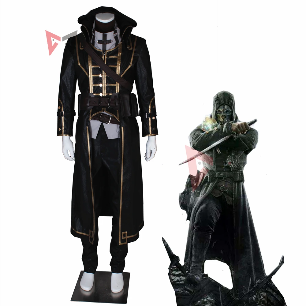 MMGG New Dishonored Cosplay Corvo Costume Leather Coat Pants Halloween Game Anime Set Custom Made Size For Men