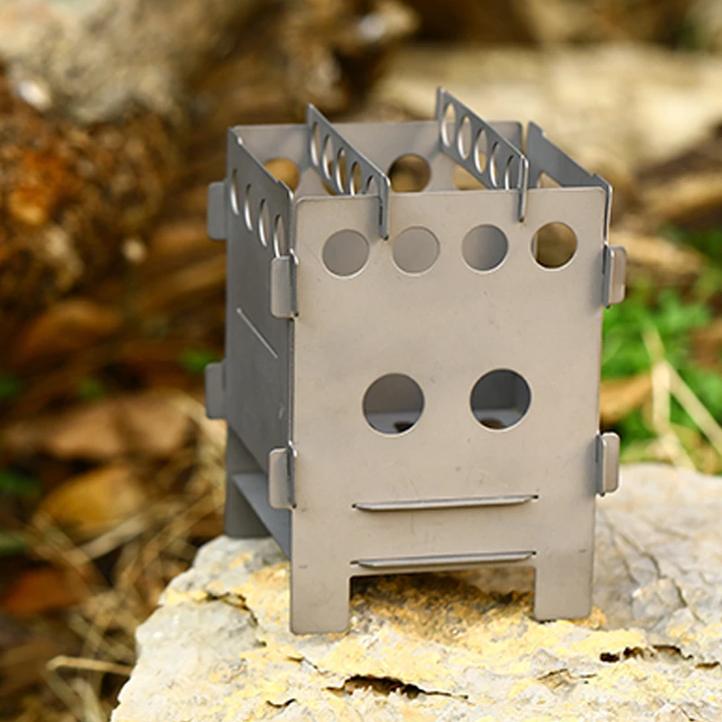 Tiartisan Mini Portable Camping Pocket Stove Stainless Steel or Titanium Wood Burning Stove Hiking Picnic BBQ Stove