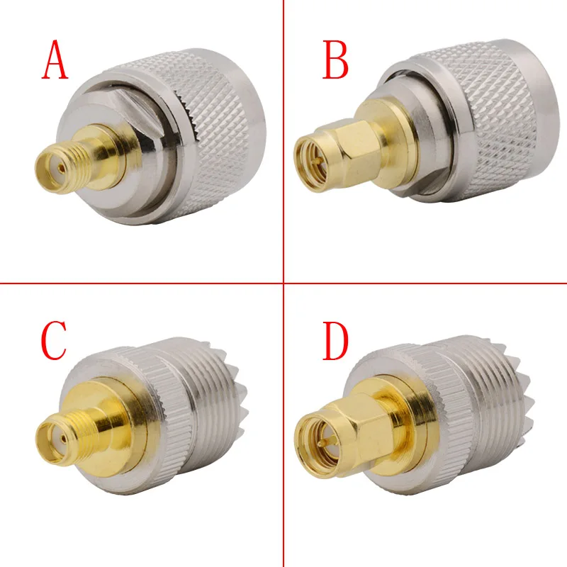 1Pcs UHF to SMA Adapter Male Female SMA to UHF PL259 SO239 PL-259 SO-239 RF Coaxial Connector Straight Brass