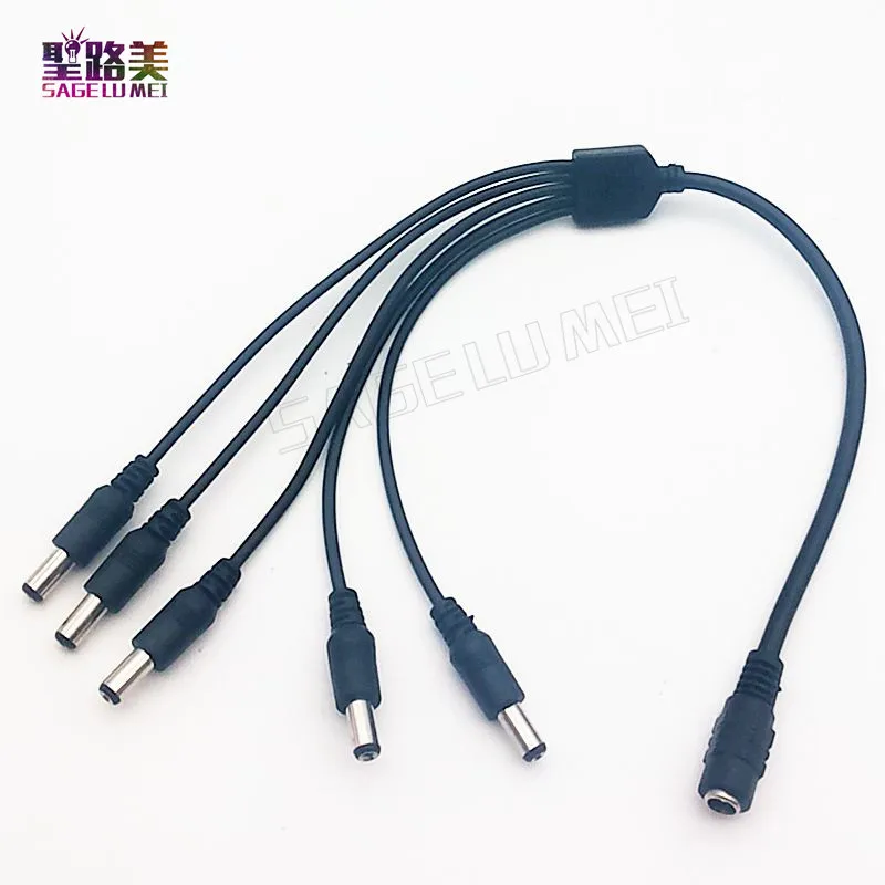 

1pcs/lot 1 DC Female To 2/3/4/5/8 Male plug Splitter Adapter Power Connector Cable For CCTV Camera led strip light module tape