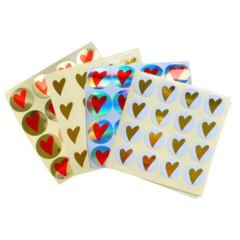 160 Stück/Los Runde Herz-Geschenk-Siegel-Etiketten, selbstklebende Kraftpapier-Siegel-Aufkleber für Backwaren, lustige DIY-Arbeiten – Detail 3