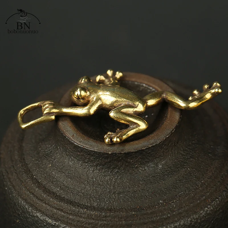 Retro Copper Small Cute Frog Figurines Miniature Desktop Ornament Decorations Accessories Metal Brass Animal Toad Tea Pet Decors