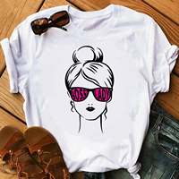 Boss Lady Print Harajuku Top Women T-shirt Short Sleeved Casual Ladies Basic O-collar Women T-shirt Girl,Drop Ship