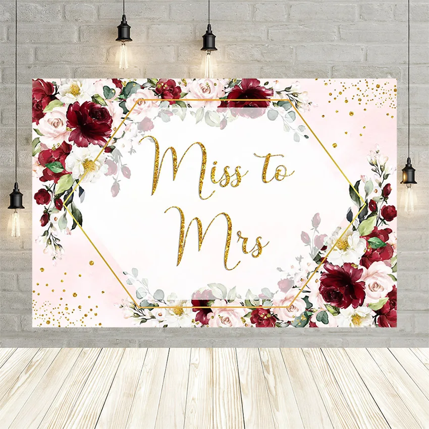 Mehofond ดอกไม้งานแต่งงานฉากหลังสำหรับ Photo Studio โรแมนติก Miss To Mrs เจ้าสาวพื้นหลังการถ่ายภาพตกแต่งแบนเนอร์