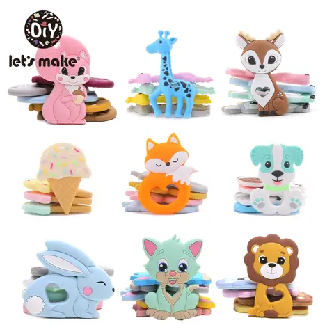 Let'S Make Silicone Teether 1Pc Tiny Rod Bpa Free Food Grade  Cartoon  Shape Pacifier Clip Diy Accessory Baby Teething Cute Toys