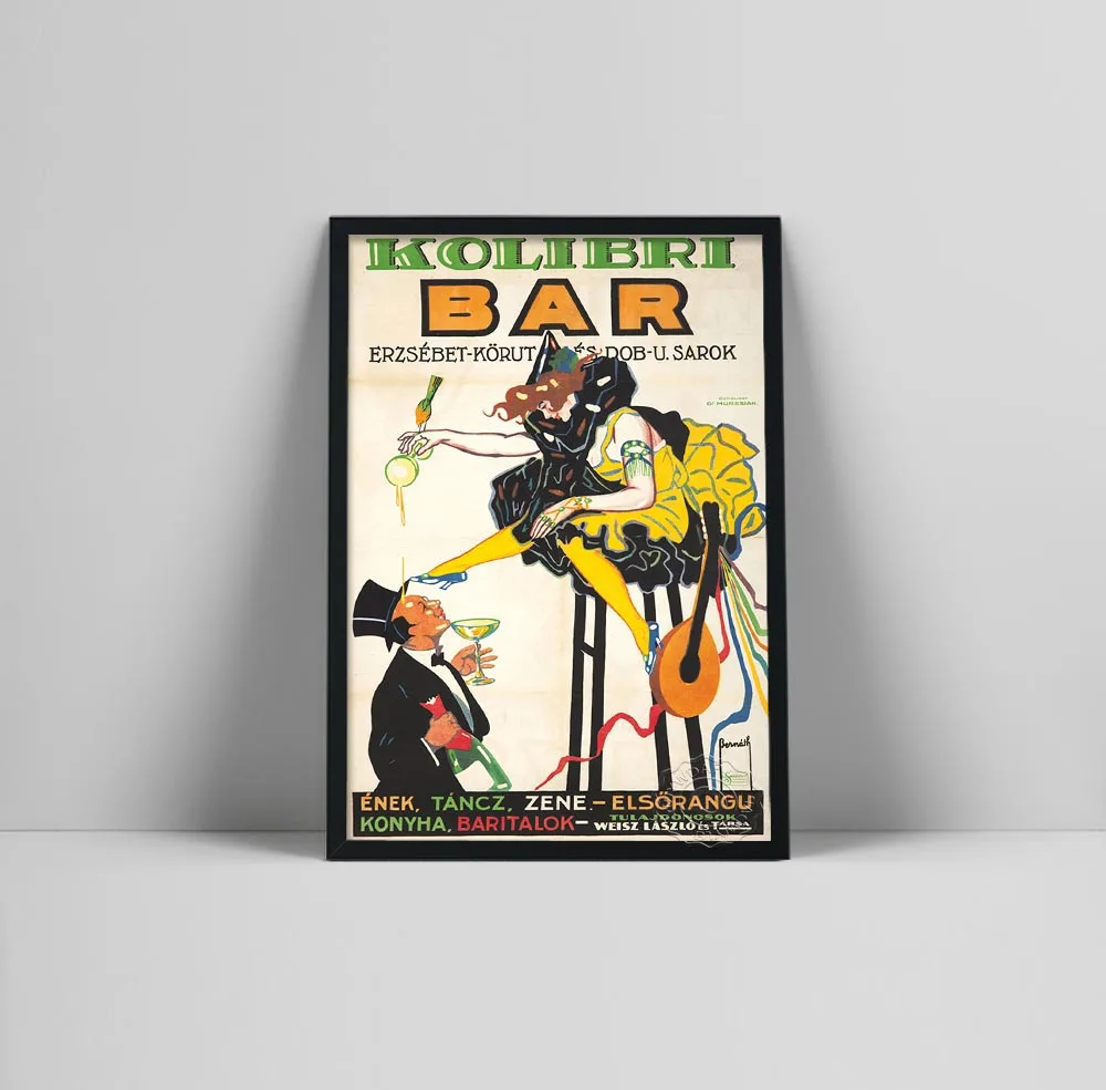 Póster Vintage de Bar de Kolibri de Bernath Aurel, pintura abstracta en lienzo, impresiones, arte de pared, cuadros de pared modernos para decoración para sala de estar