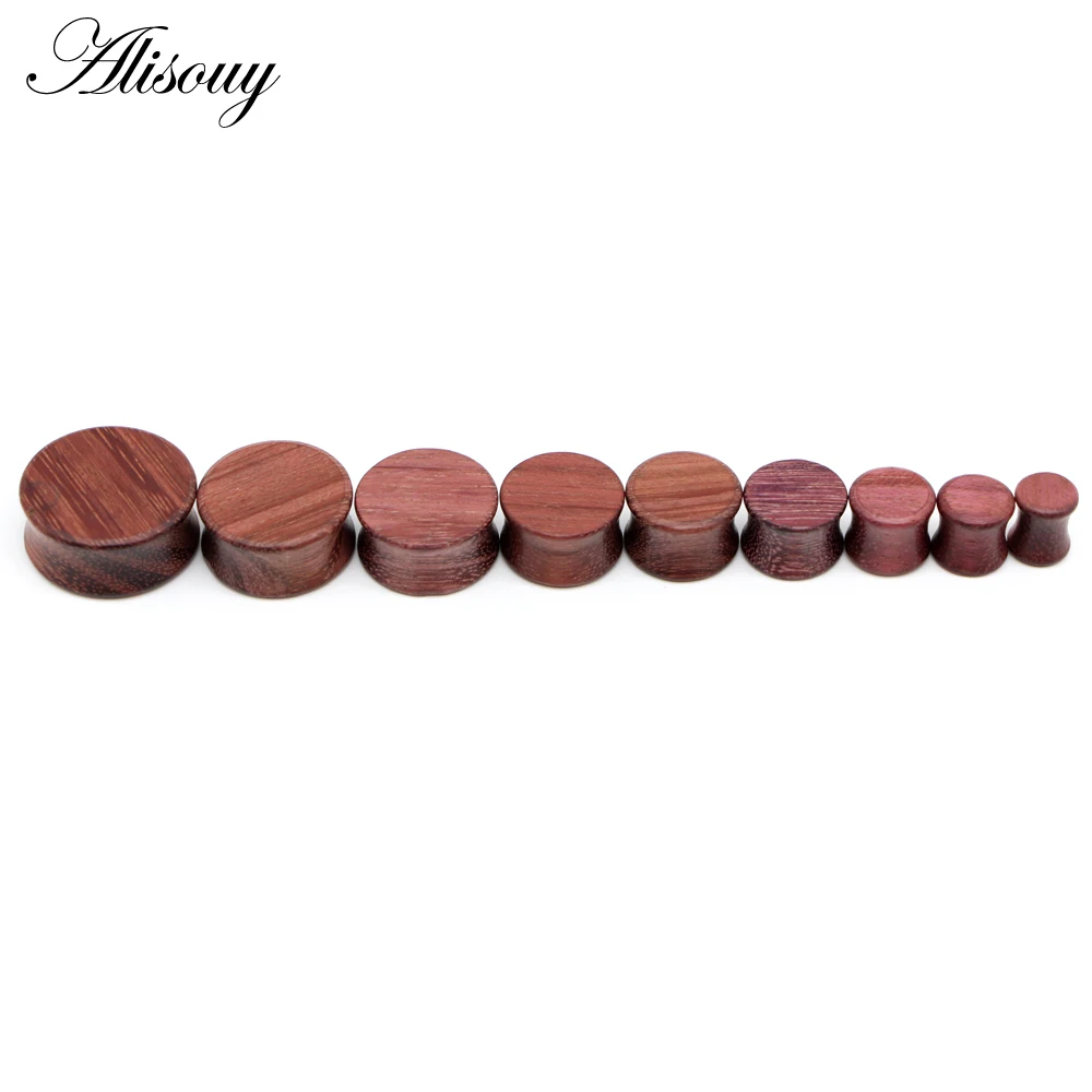 Alisouy 2PCS Purple Wood Ear Plugs Flesh Tunnels Gauges Round Oval Expanders Solid 8-25mm Anti-allergic Body Piercing Jewelry