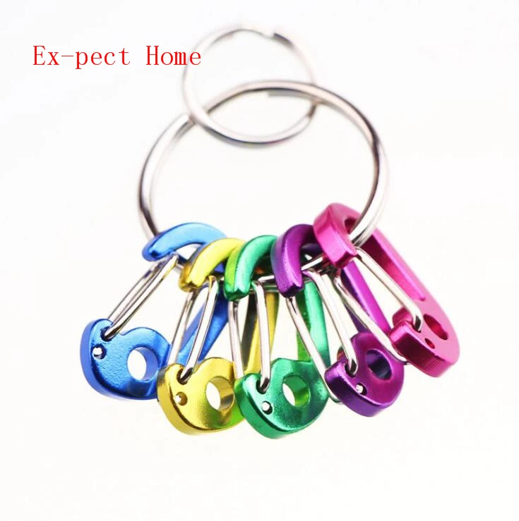 200sets Mini Multi Color Aluminum Alloy Carabiner D-Ring Key Chain Clip Camping Keyring Snap Hook Outdoor