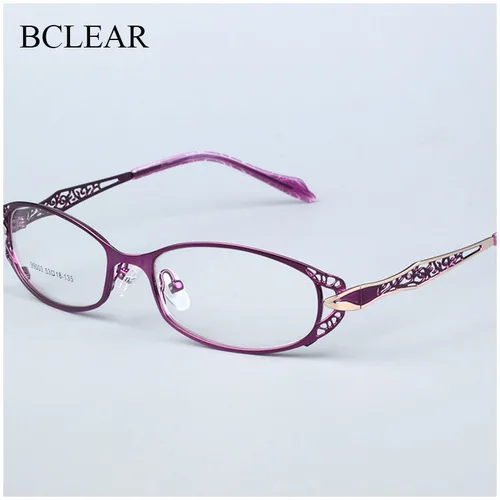 Imagen 1 del producto BCLEAR-Marcos ópticas de gafas graduadas para mujer, montura de gafas con calado dorado, con flores, gafas femeninas