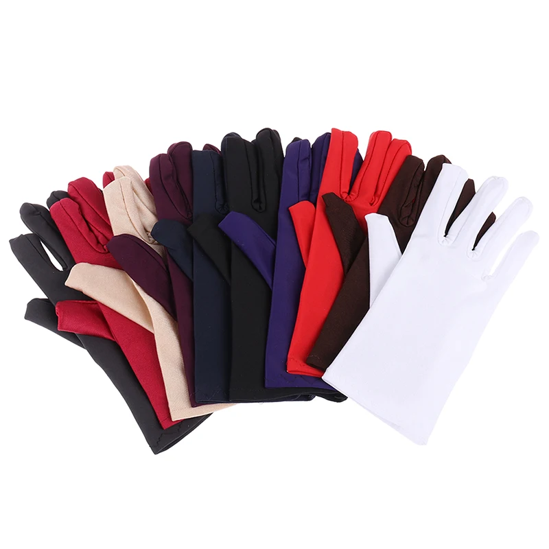 Glove Girl Lady Satin Short Finger Wrist Gloves Smooth Evening Party Formal Prom Costume Stretch Gloves Red White