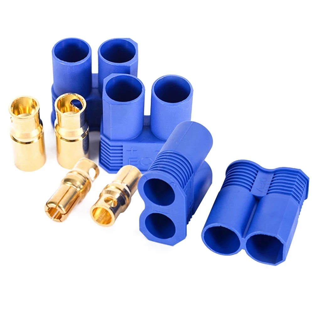 1 Pairs EC8 Connector Gold-Plated  8.0mm Banana Plug Gold Bullet Connector Female Male for RC ESC LIPO Battery/Motor Car