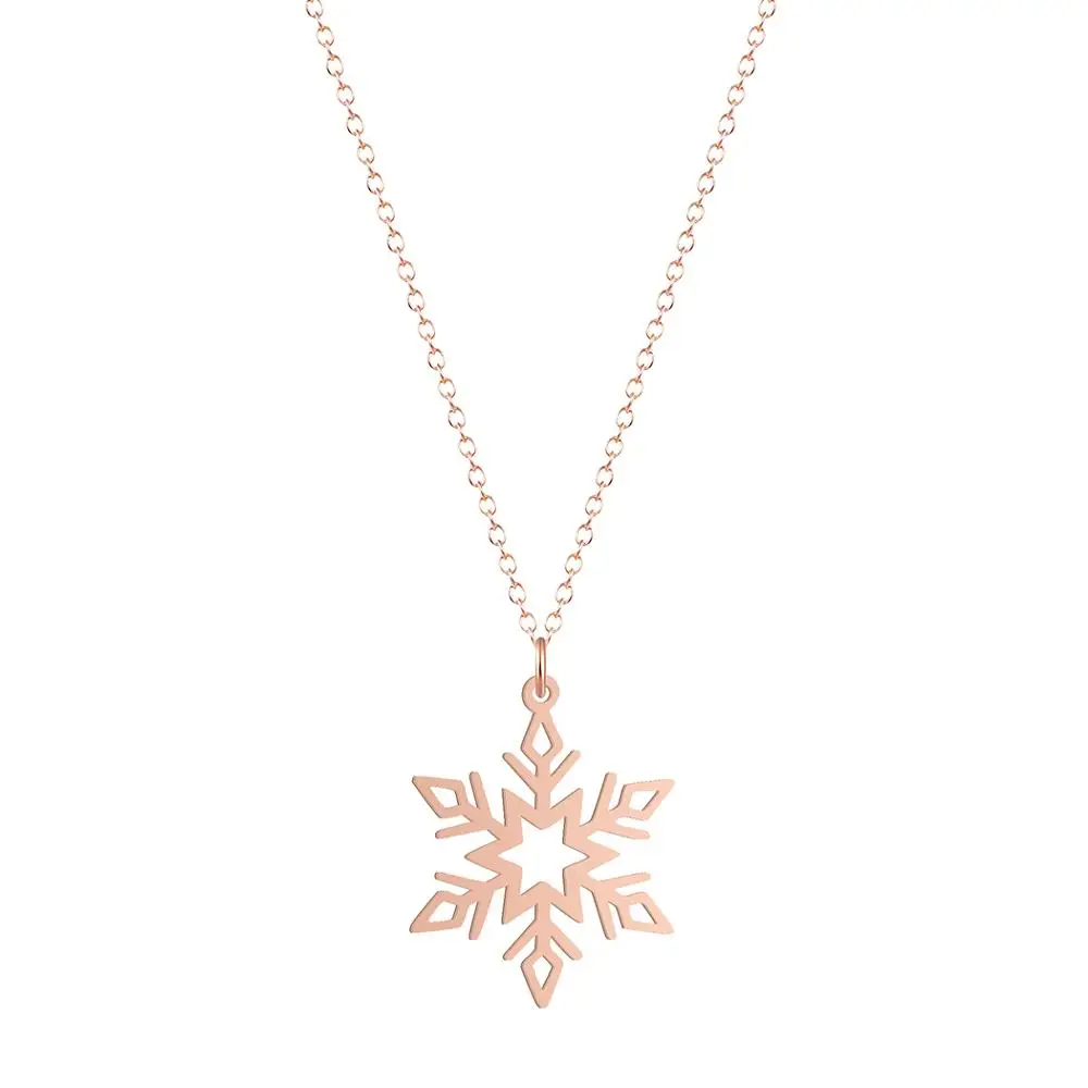 Todorova Stainless Steel Ice Snowflake Charm Necklace Christmas Winter Pendant Necklace For Women Fashion Jewelry Gift