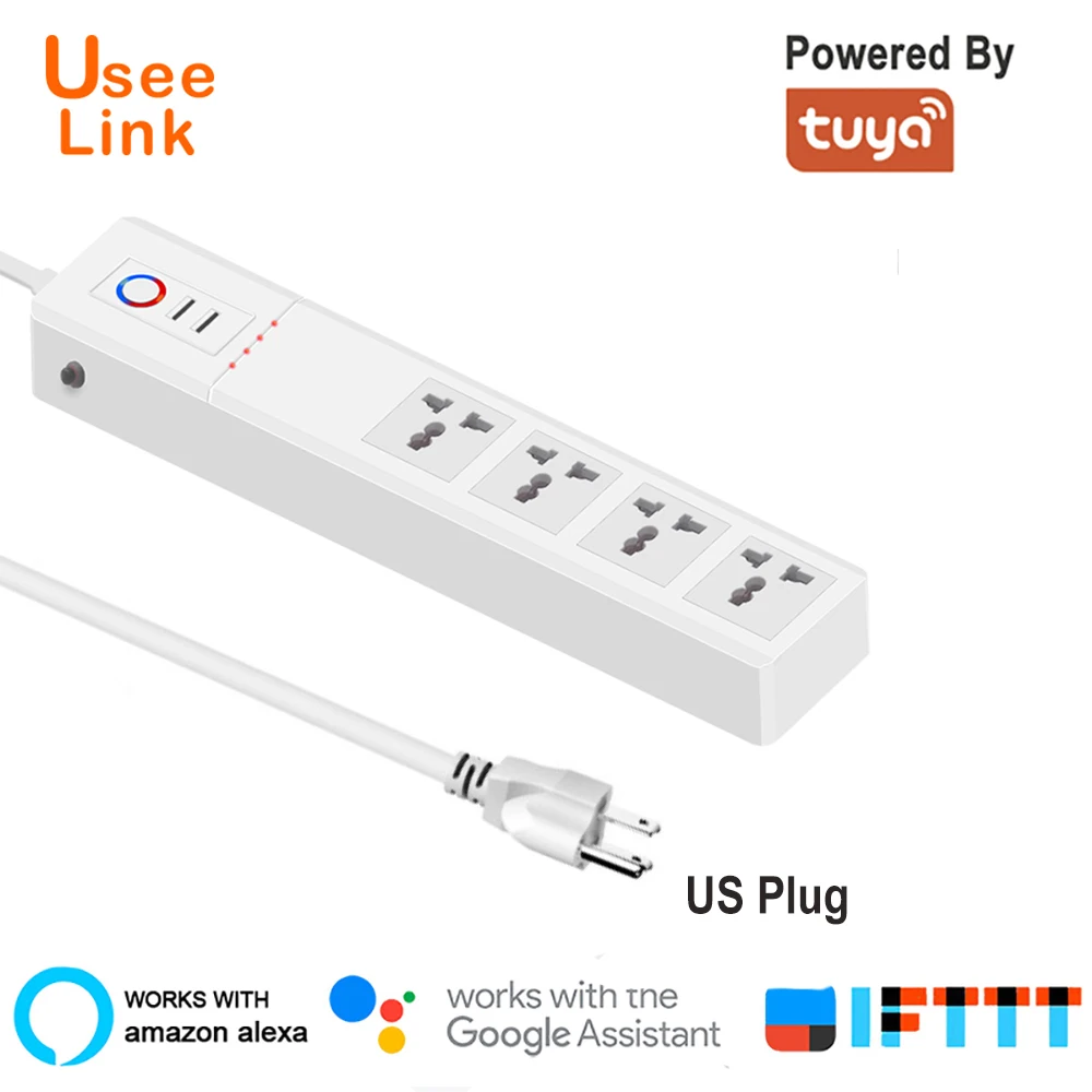 UseeLink WiFi Smart Power Strip Universal Outlets with USB Plug Sockets Remote Voice Control Independently by Tuya