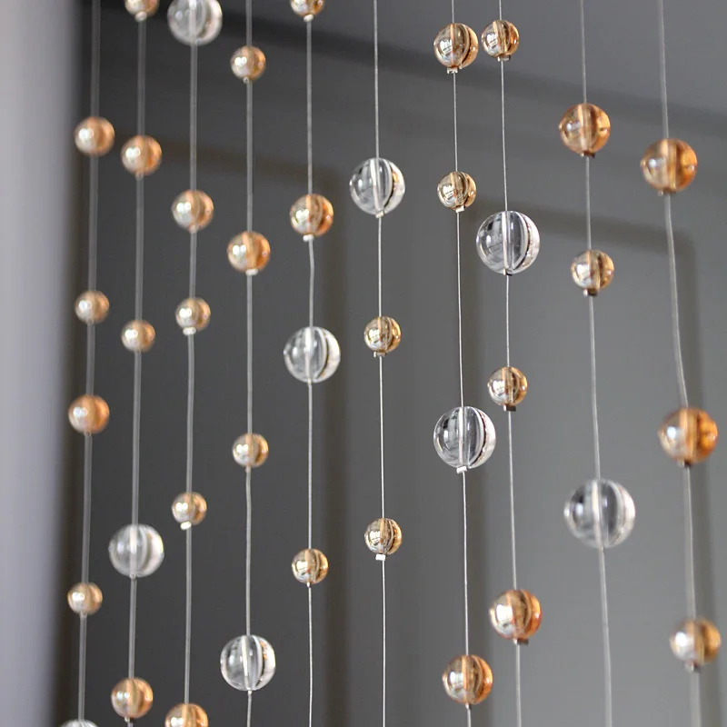 Luxury Home Decoration Curtains Irregular arrangement Champagne Crystal Round Beads Curtain Interior Decoration Door Curtain