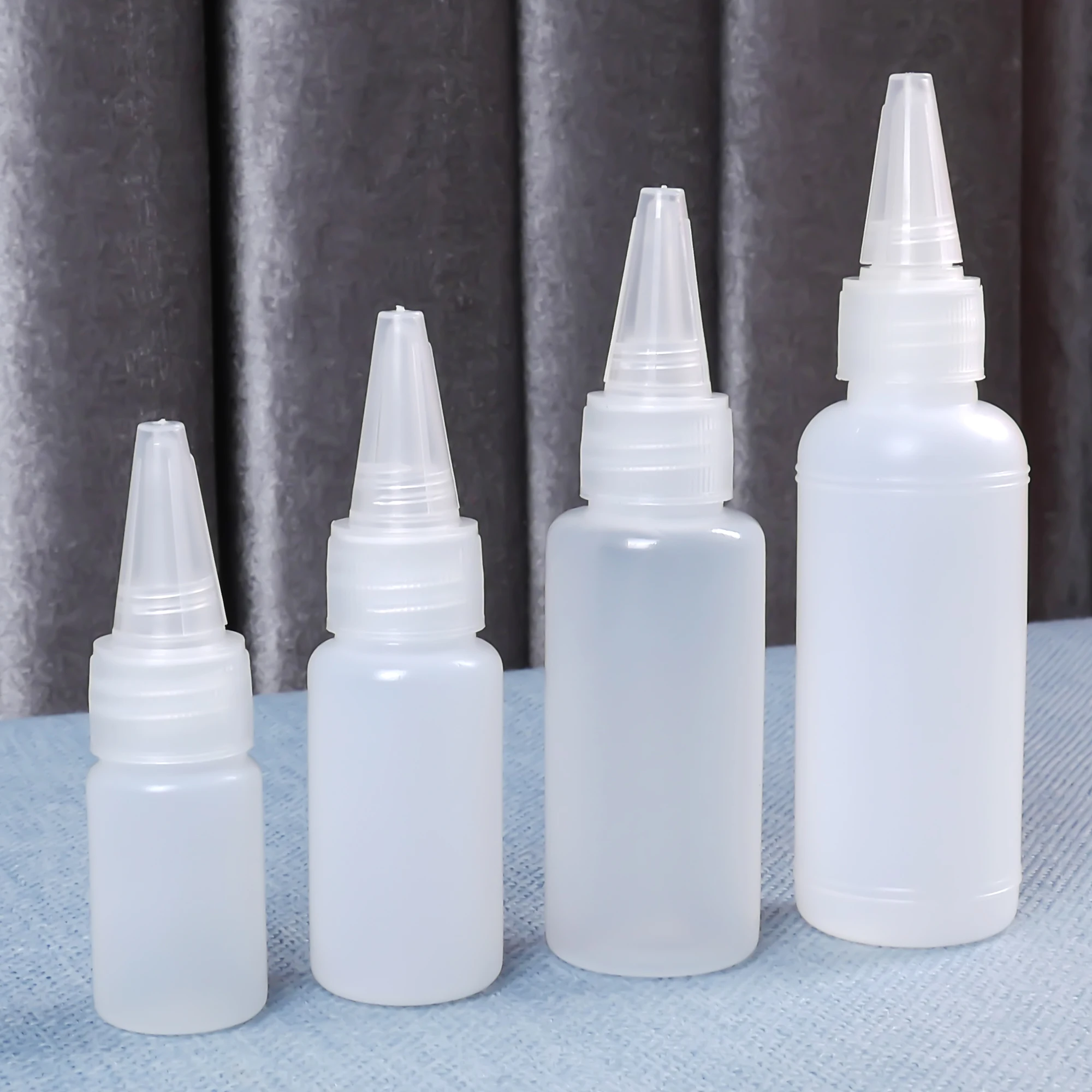 10pcs 10ML/20ML30ML/50ML Empty PE Plastic Glue Bottles With Screw-On Lids Squeeze Liquid Ink Oil Dropper Bottles With Cap New