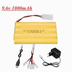 9.6V 1000mah Ni-CD Battery + Charger For Rc toy Car Tank Train Robot Boat Gun Upgrade NiCD AA 700 mah 9.6 v Battery Pack