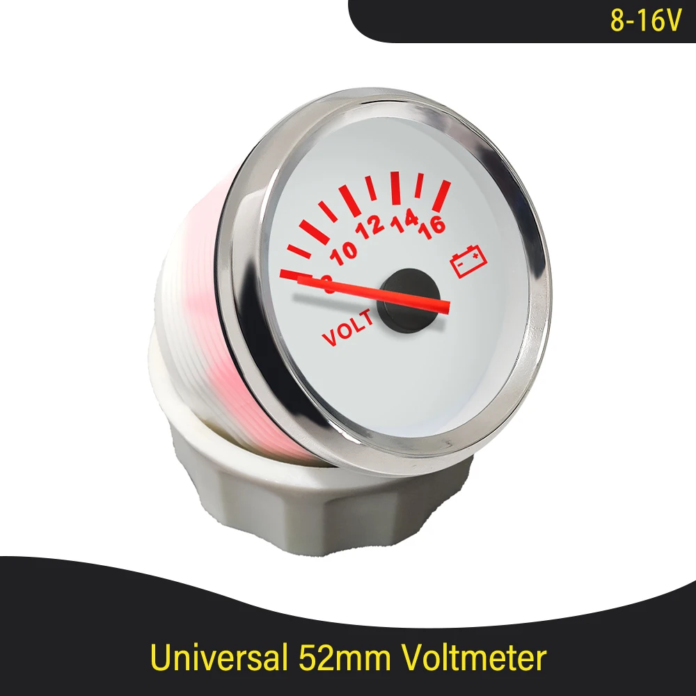 52mm Boat Truck Universal Voltmeter 8-16V 16-32V 8-32V with Red Backlight for Yacht RV Motorcycle