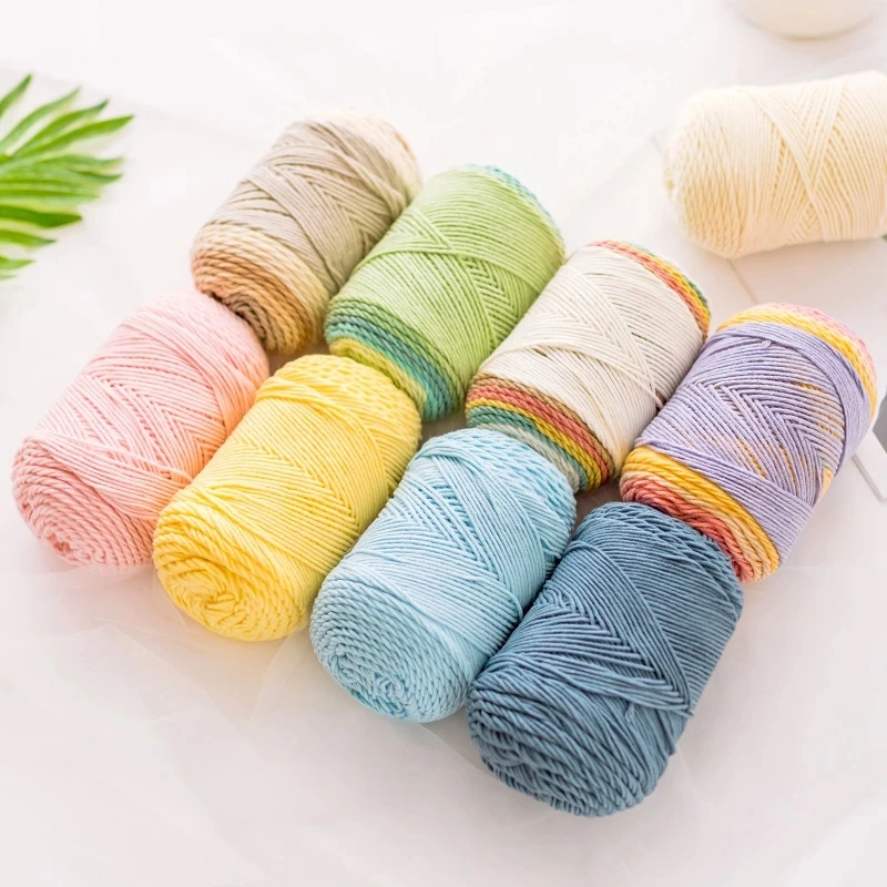 100g/Ball Rainbow Cotton Yarn Segment Dyeing 5 Strands of Thick Algodon Line DIY Knitting Crochet Sweater Scarf Blanket