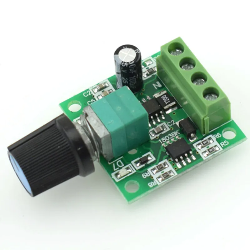 1803BK DC1.8-15V 1.8V 3V 5V 6V 12V 2A PWM DC Motor Speed Controller With PPTC Resettable Fuses and Speed Control Switch