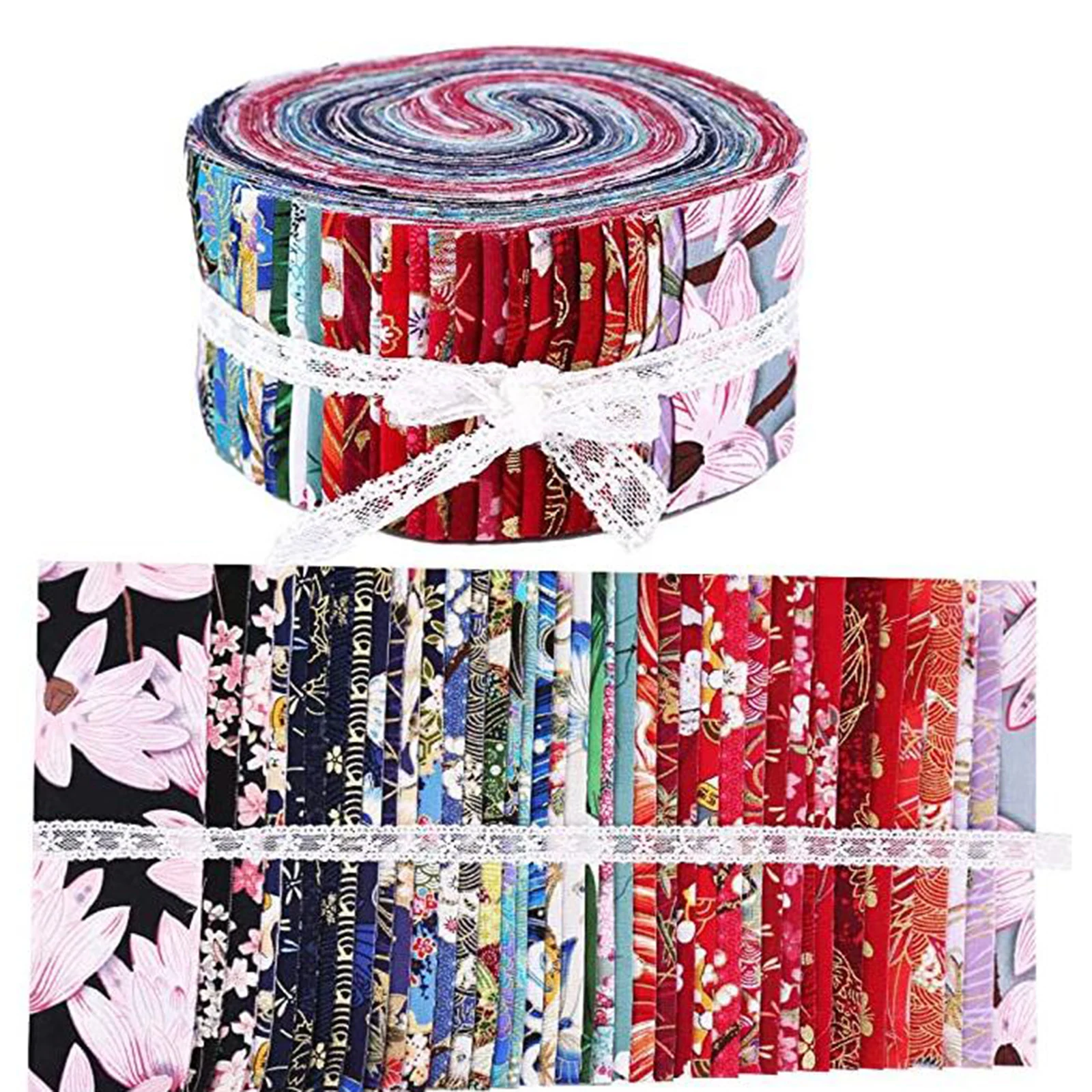 Jelly Roll Cotton Fabric Roll Fabric Strips Roll Jelly Roll Fabric Strips for Quilting Patchwork Fabric 36pcs / roll