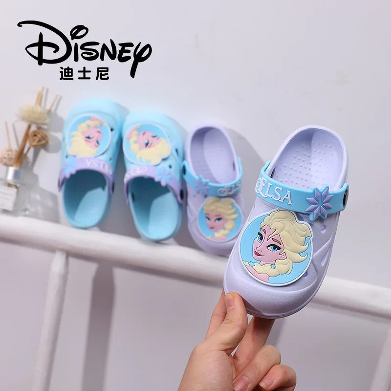 Sandalias con estampado de dibujos animados de Frozen para niña, zapatos de princesa Elsa y Anna, Chanclas de playa para exteriores, 2021